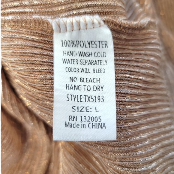 Pastel Women's Beige Bell Sleeve Mock Neck Sheer See Through Top Size Large - Picture 3 of 4